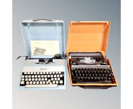 Two vintage typewriters in cases.