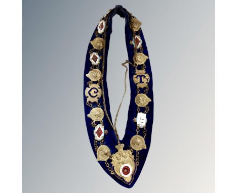 A Masonic sash with medals, Ormond Lodge.