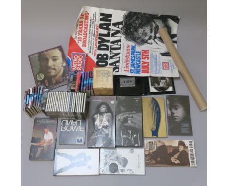 Promo CD collection inc 20 David Bowie promo CDs, and box sets including A Diana Ross signed musical memoirs, BB King, Led Ze