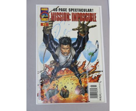 Tom Cruise hand signed Mission Impossible #1 comic from May 1996 containing three panels of Ethan Hunt that Marvel had to wit