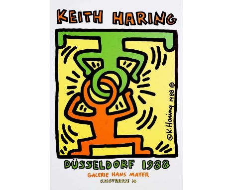 Keith Haring (American 1958-1990), 'Dusseldorf' 1998, offset lithograph in colours on paper, Galerie Hans Mayer Exhibtion Pos