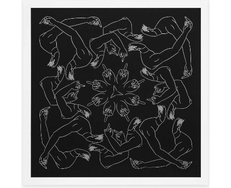 Ai Weiwei (Chinese 1957-), 'Middle Finger In Black', 2023, silkscreen with foiling in white gold leaf on 600gsm Somerset Tub 