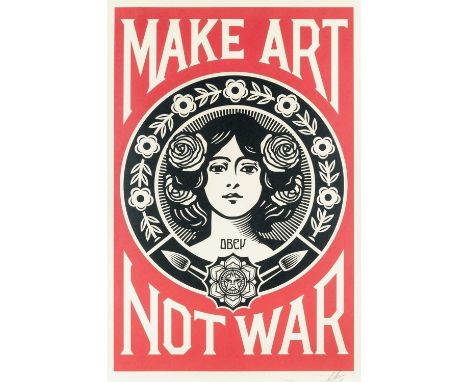 Shepard Fairey (American 1970-), 'Make Art Not War', 2023, offset lithograph in colours on cream Speckle Tone paper, signed a