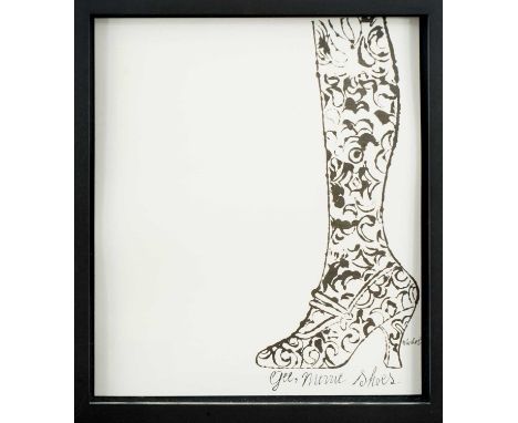Andy Warhol (American 1928-1987), 'Gee, Merrie Shoes', c.1955, offsert lithograph in black on wove paper, bearing the ink sta