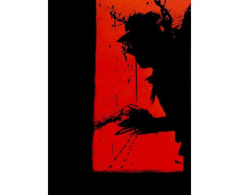 Richard Hambleton (Canadian 1952-2017), 'Red Devil (Shadow Head Berlin)', 1982, giclee print on aluminium Dibond mount, signe