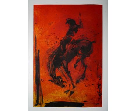 Richard Hambleton (Canadian 1952-2017), 'Horse &amp; Rider - Red', 2018, giclee print on 308gsm Hahnemuhle Photo Rag paper, n