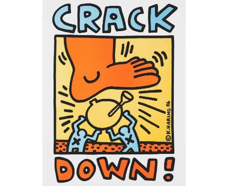 Keith Haring (American 1958-1990), ‘Crack Down!’, 1986, offset lithograph in colours on paper, produced as part of The Crack-