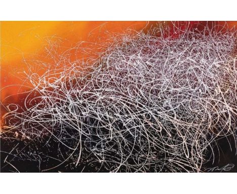 José Parlá (American 1973-), 'Seeing In Phosphene', 2023, UV pigment print with a matte varnish silkscreen seal on 410gsm Som
