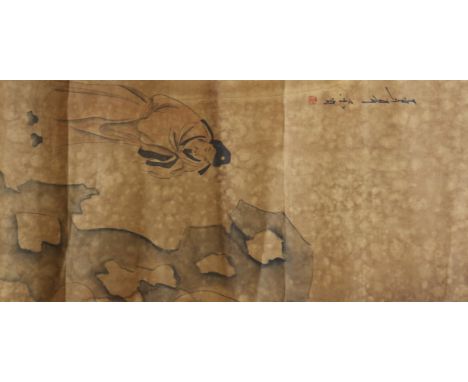 Chinese School, pair of scroll paintings, 94 x 43cm