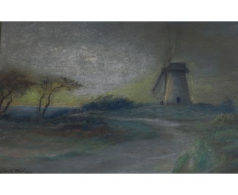 Charles R. Wood, pastel, Bidston Mill (nr. Birkenhead), signed and dated 1922, 20 x 29cm