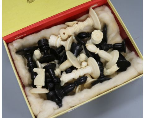 An ivory and ebony chess set