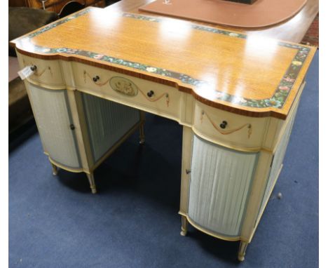 A painted satinwood dressing table W.112cm