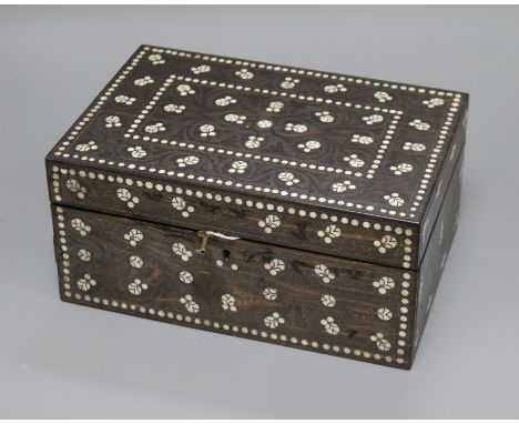 A 19th century Indian bone trinket box length 25cm
