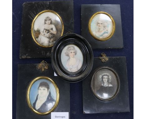 Five portrait miniatures