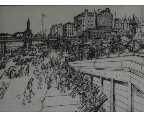 E. Owen Jennings (b.1899), etching, Brighton beach, signed in pencil, numbered 3 of 10, 21 x 27cm