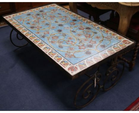 An Italian painted wood and wrought iron table W.121.5cm