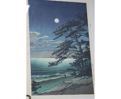 Hasui Kawase (1883-1957), woodblock print, Spring Moon at Ninomiya Beach, 1932 17 x 24cm