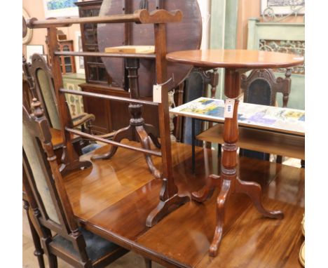 A George III style mahogany wine table and a mahogany towel rail Table W. 50cm, Towel rail W.75cm