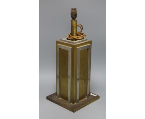 An Art Deco brass and chrome table lamp height 47cm