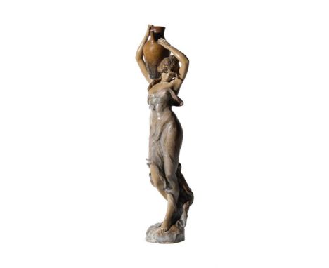 B. HANIROFF FOR GOLDSCHEIDER, 'THE WATER CARRIER'LATE 19TH CENTURYA polychrome decorated terracotta model of a maiden carryin
