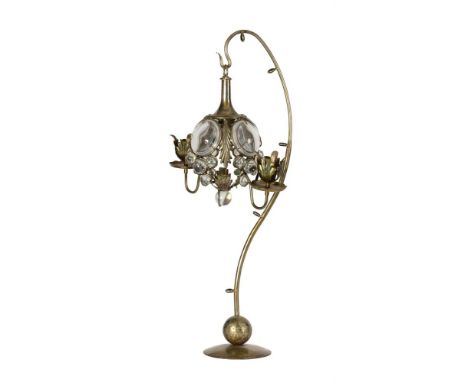 λ MARK BRAZIER JONES (B. 1956), A METAL AND GLASS TABLE LAMPDESIGNED CIRCA 1998'Sera' pattern, with bands of cabochon glass a