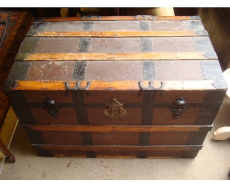 A 19th Century metal bound trunk. 