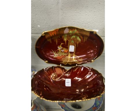 Two Carlton ware Rouge Royale dishes.