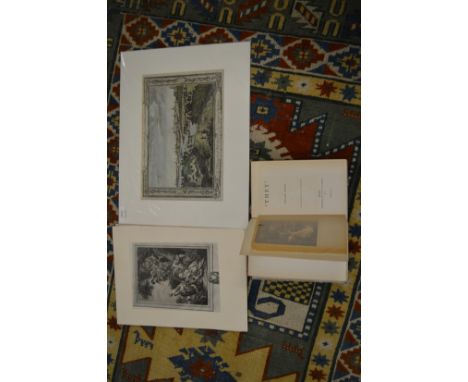 A small group of unframed engravings together with Rudyard Kipling 'They' first edition 1905.