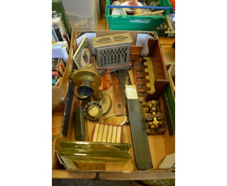 Miscellaneous collectables to include pipe rack, old candlestick style telephone, an early toaster etc.