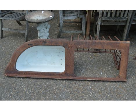 An unusual cast iron and enamel hay manger and water trough (damaged).