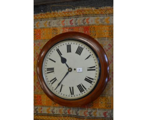A good large mahogany cased circular wall clock with fusee movement.