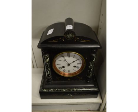 A Victorian slate mantle clock.
