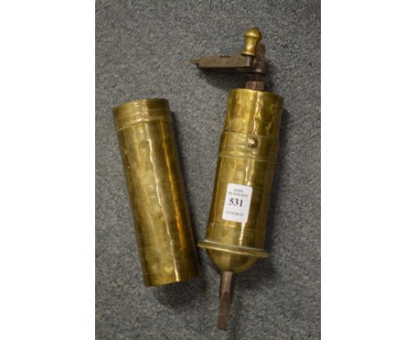 A Turkish brass coffee grinder.