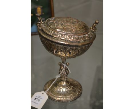 A silver plated chalice and cover.