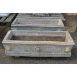 A good pair of reconstituted stone rectangular garden troughs.