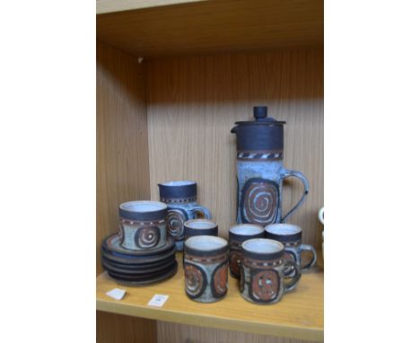 A Briglin pottery coffee service.