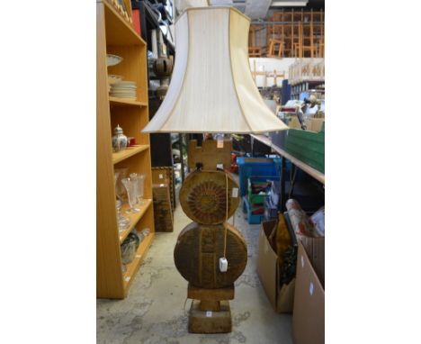 A large stylish pottery table lamp and shade.