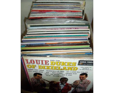 Collection of approximately 126 Jazz LP records by various artists and compilations including Louie Dukes, Jo Turner, Harry J