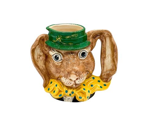 Green hat, yellow bow tie with blue dots.At the March Hare's home in Wonderland, it is always six o'clock and time for tea. N