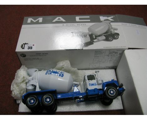 First Gear 1:34th Scale Diecast Model Mack R-Model Mixer, boxed.