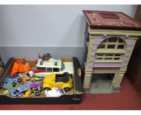 A Quantity of Mid 1980's Plastic Model Ghostbusters Figures, Vehicles, Building, including Ghostbusters Firehouse Headquarter