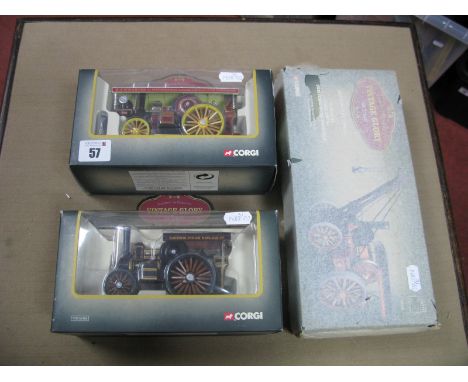 Three Corgi 1:50th Scale Diecast Model Steam Engines, all from The Vintage Glory of Steam Series, including Fowler B6 crane e