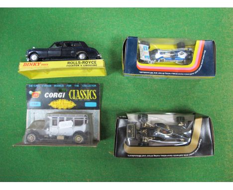 Dinky Toys, No. 152 - Rolls Royce Phantom V Limousine in blue, very good, except flying lady missing on original stand. Plus 