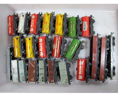 Twenty Hornby Dublo 2/3 Rail Unboxed Items of Rolling Stock, tank wagons (13), open wagons etc, plus three three rail items, 