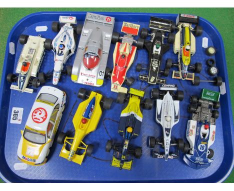 Eleven 1:32nd Scale Slot Racing/Sports Car Models, by Scalextric, Ninco, including Honda FI Car, March 771, Williams FW20, al