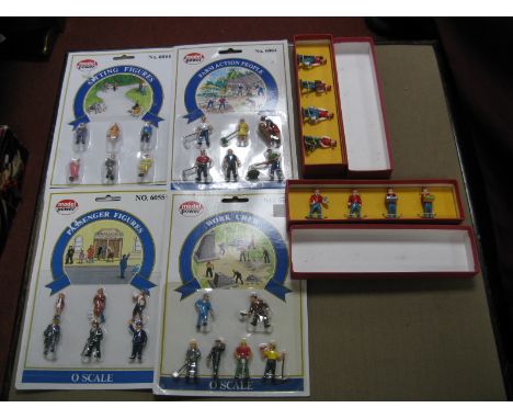 Four Unopened Packs of "Model Power" Figures, plus two sets of white metal station figures in the style of Hornby, both boxed