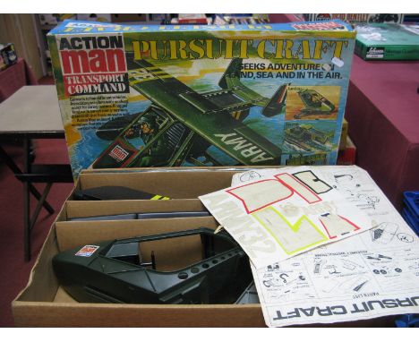 A 1970's Action Man 'Pursuit Craft' by Palitoy, sticker applied, boxed. Box inserts appear in tact, with instructions.