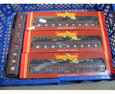 Four Hornby ''OO'' Gauge/4mm Midland Region Brown Clerestory Coaches; R452 composite (2) and Ref R453 brake/3rd- three very g