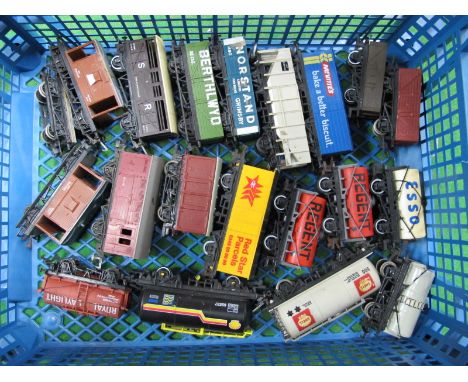 Twenty Hornby "OO"Gauge/4mm Items Unboxed Rolling Stock; tankers (7) open wagons, box vans, brake vans etc, includes seven tu
