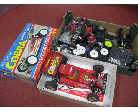 A Quantity of RC Model Car Items, including Mardave Cobra Sport 1:10th Scale Off Road Racer, spare parts, Acoms AP227 MKIII R